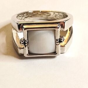 Lia Sophia Size 9 White Out Silver Tone Enamel Center Ring